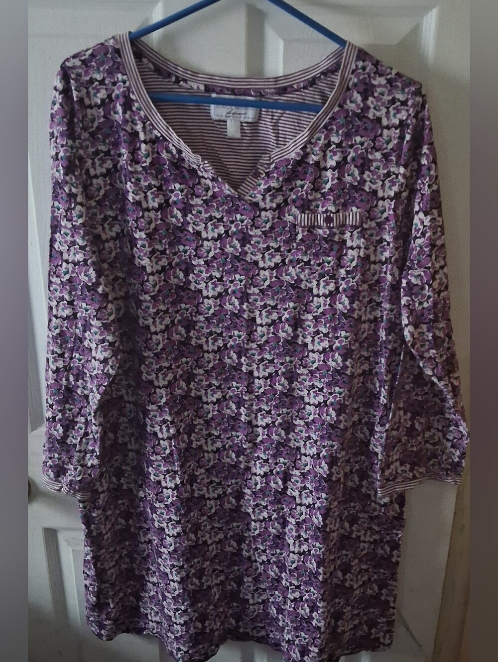 Carole Hochman Heavenly Soft Sleepwear Purple Floral 2X 100% Cotton Nightdress